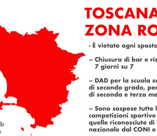 E’ ufficiale la Toscana diventa zona rossa