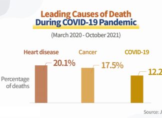 Le principali causa di morte negli Stati Uniti da marzo 2020 ad ottobre 2021