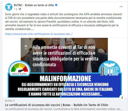 Butac non ha nemmeno capito quali documenti AIFA avrebbe detto di non avere