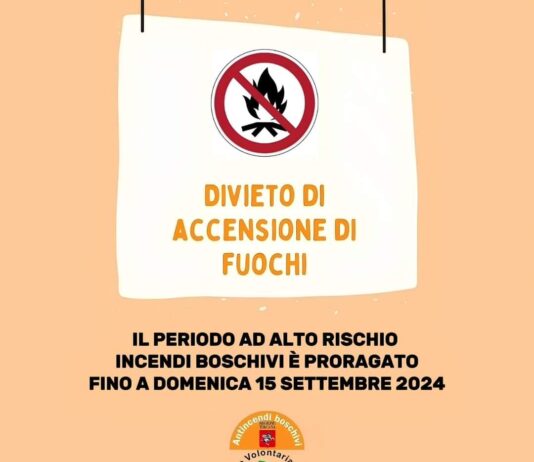 Prolungamento del periodo di divieto di abbruciamento dei residui vegetali e accensione fuochi fino al 15 settembre